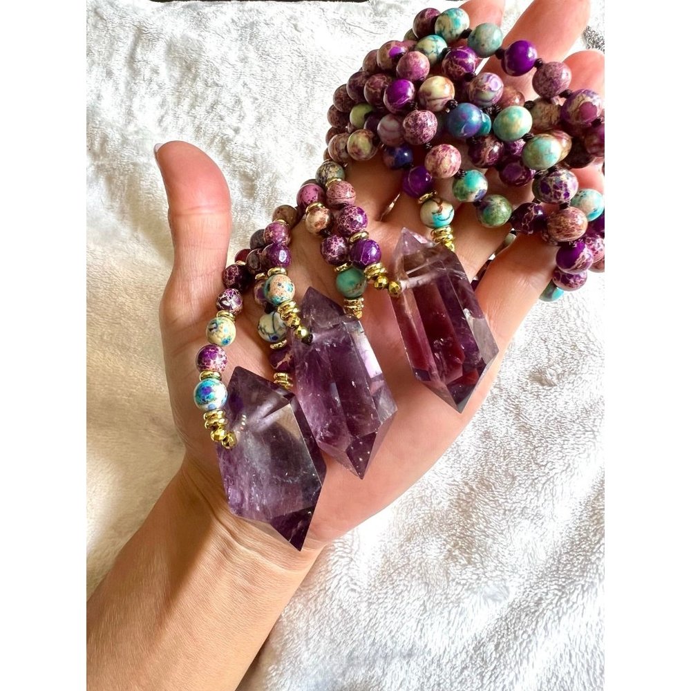 Amethyst and Crystal beaded necklace
